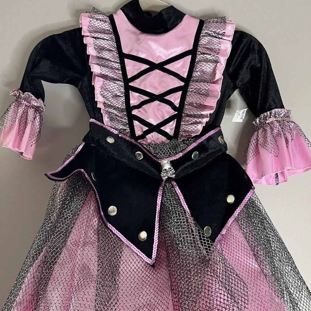 Vintage Rubies Girls Pink Black Princess Witch Costume Dress Up Cloths Hoop - Picture 3 of 13